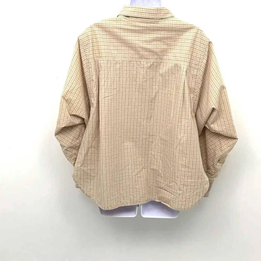 Free People Quinn Check Oversized Button Down Tan Combo NWT Size XS Boho